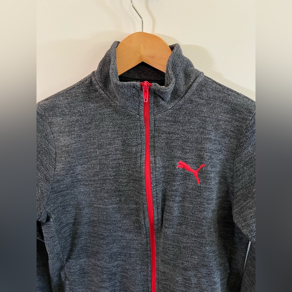 Puma Boys Youth Large 12-14 Gray Zip Up Jacket Athletic Track Sweatshirt - Picture 4 of 10